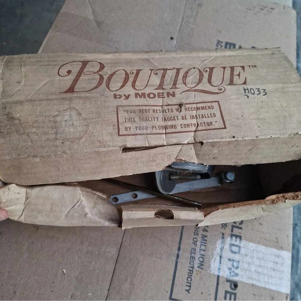 NOS Vintage Boutique by Moen Gold Bathroom Faucet Ribbed Trim Uninstalled